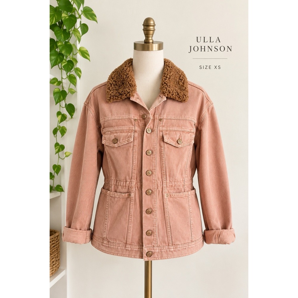 ULLA JOHNSON 'The Odette ' DENIM JACKET In Blush pink Size XS #SJ534